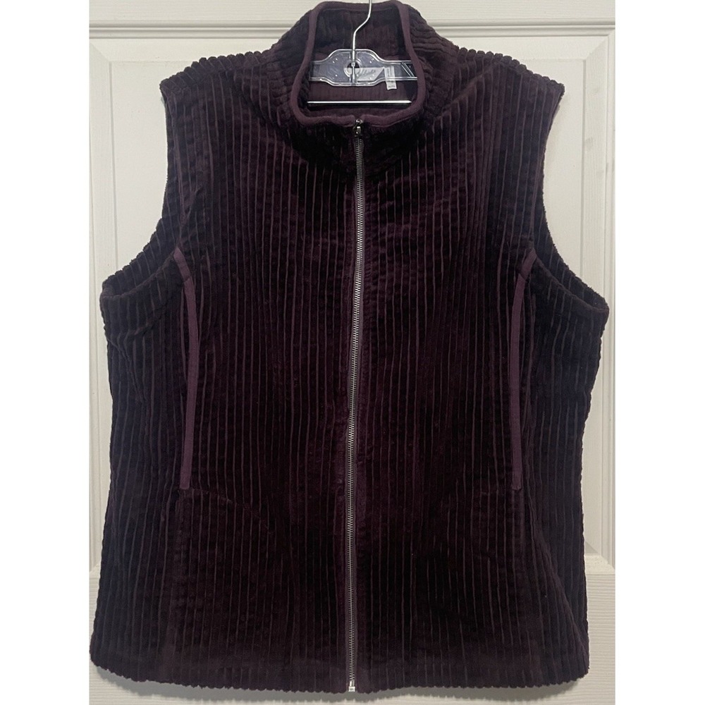 Woolrich Womens Corduroy Vest Full Zip Sleeveless Eggplant Size XLg